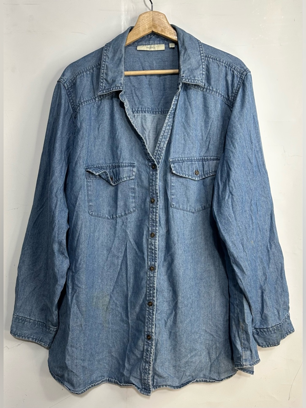 5 for $25🔥Sejour Denim Button Front Long Sleeve Shirt 22W